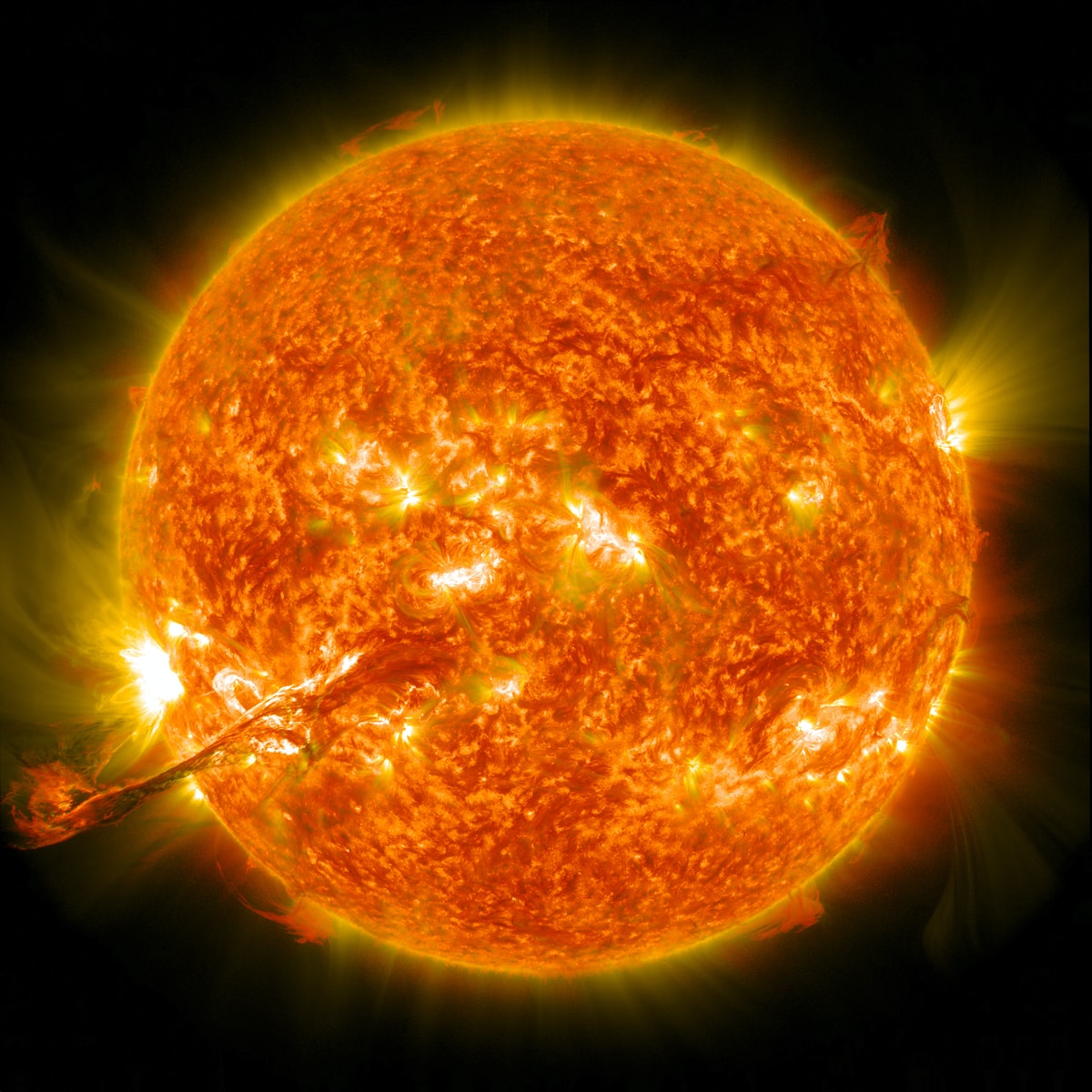 The sun with a corona mass ejection