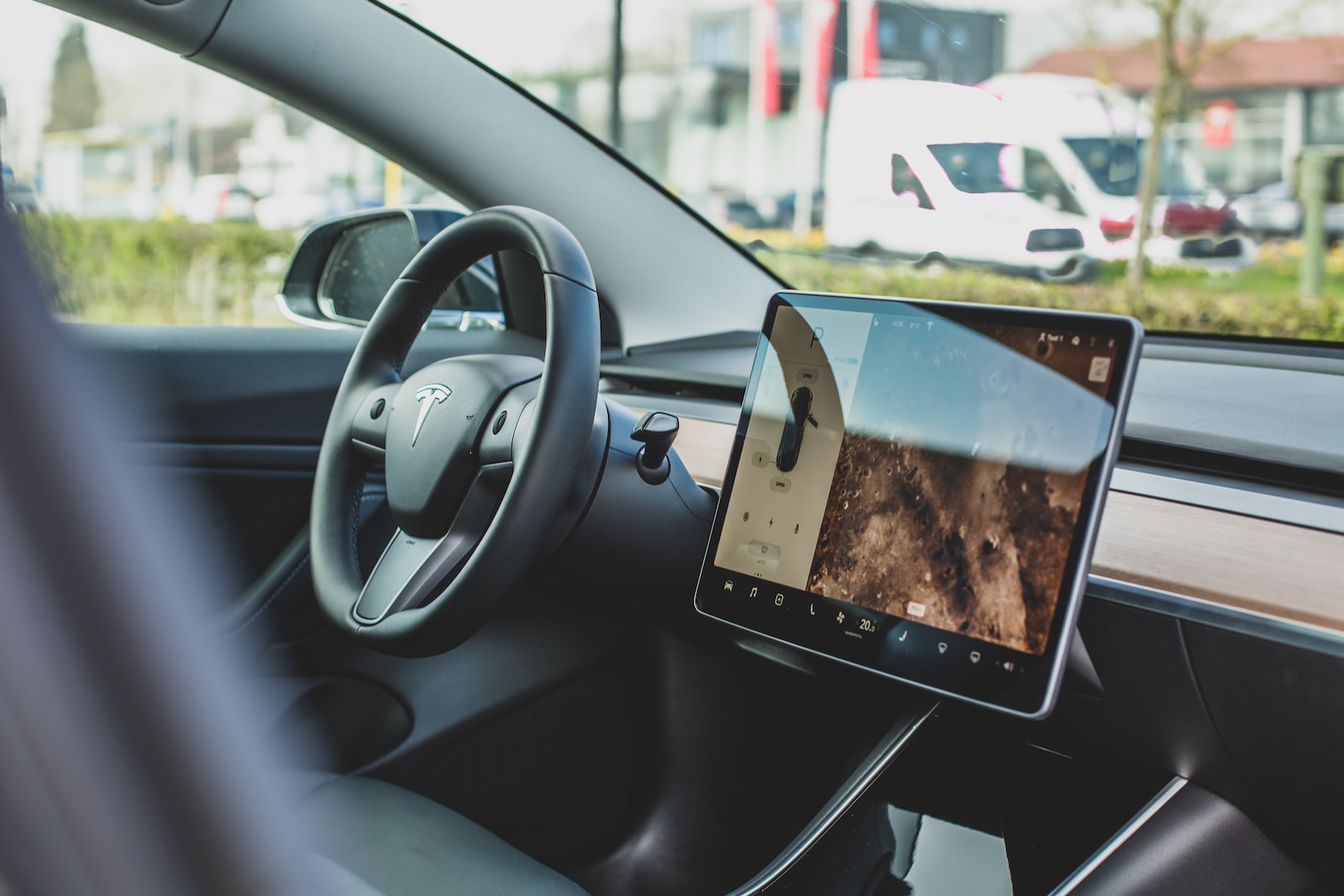 turned on Tesla car GPS navigator