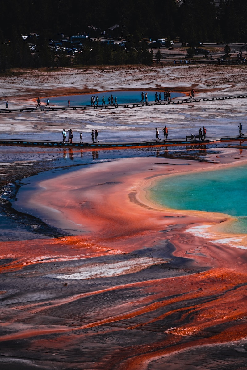 The Grand Prismatic Spring in Yellowstone National Park Wyoming, USA
