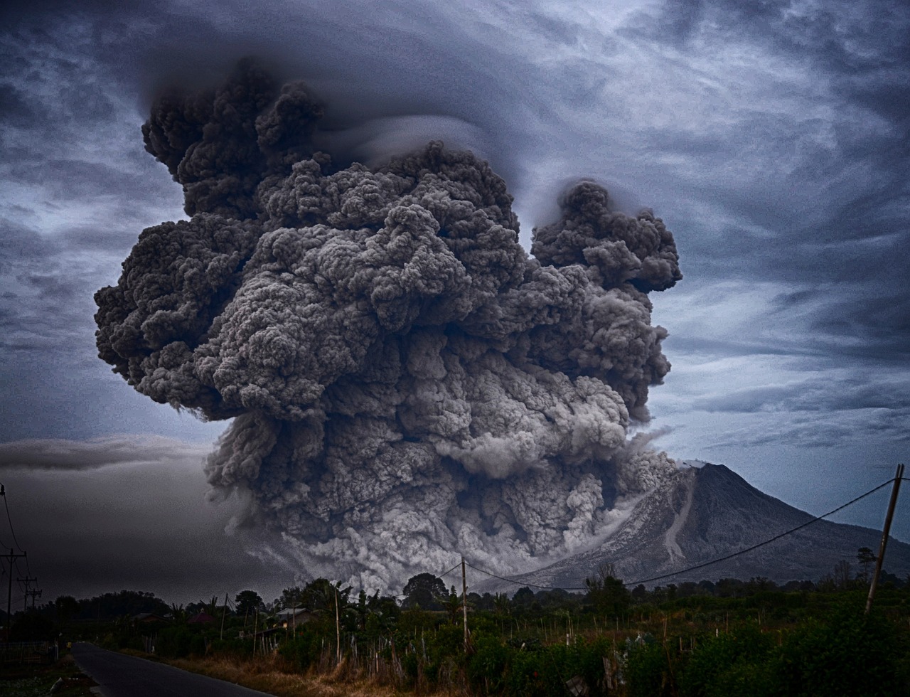 volcano, explosion, nature