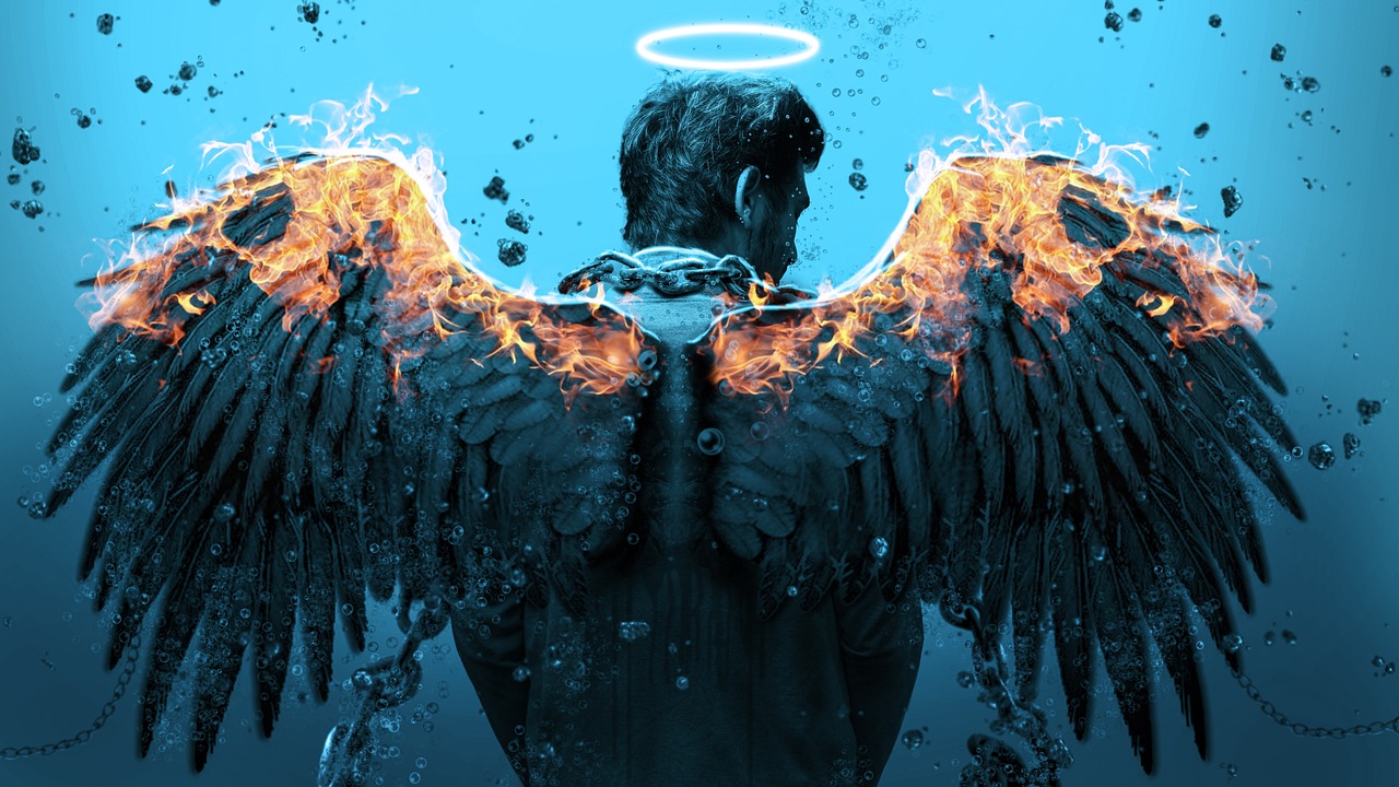 wings, fire, angel