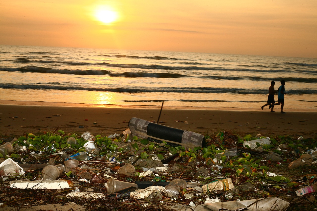 ocean, trash, beach