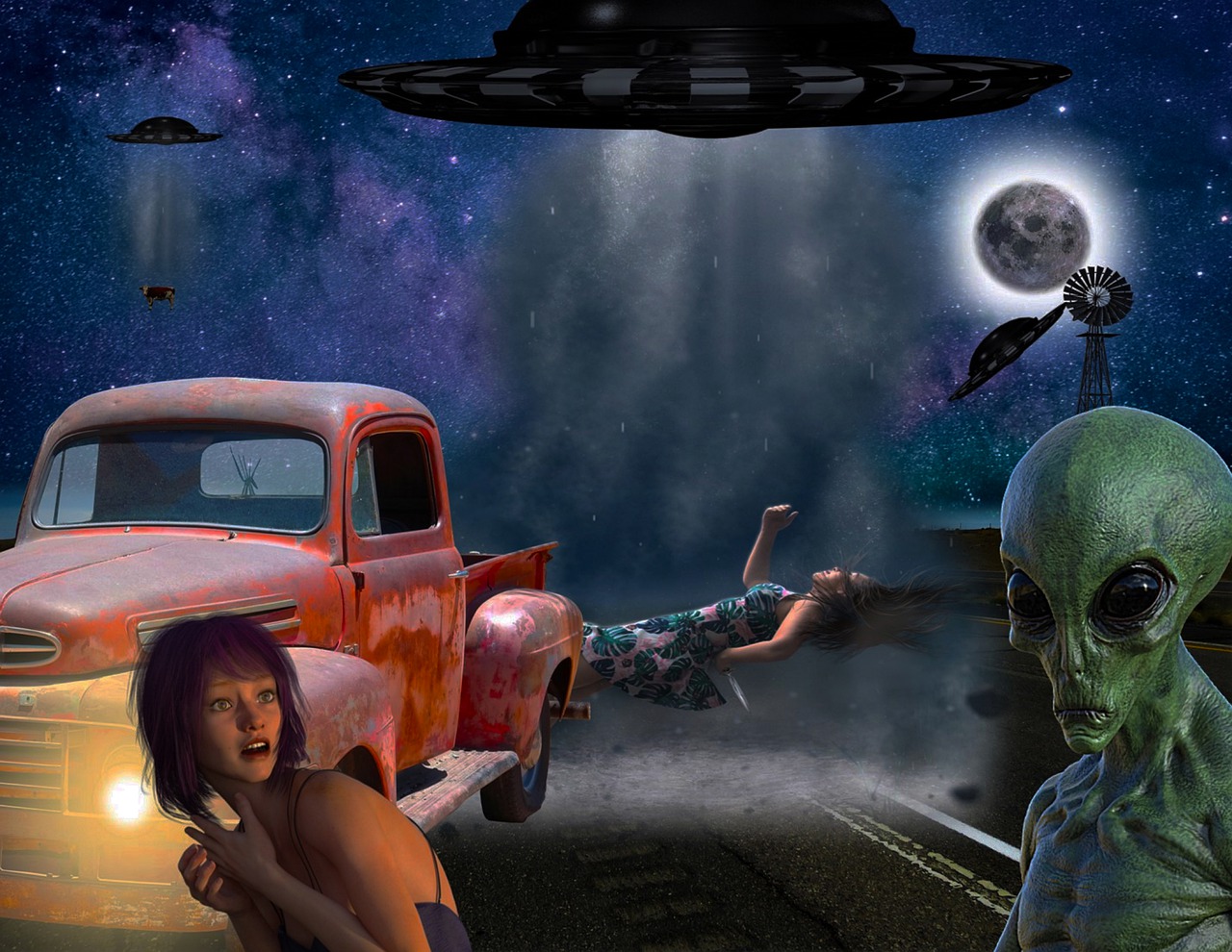 aliens, alien abduction, flying saucers