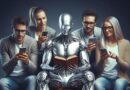 ai generated, robot, reading, humanoid, social networks, artificial intelligence, smartphone, book