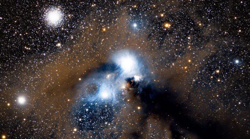 Dazzling image of a cosmic nebula with stars and gases in deep space.