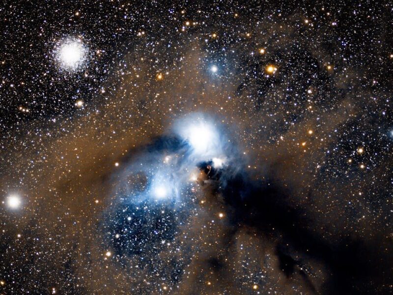Dazzling image of a cosmic nebula with stars and gases in deep space.