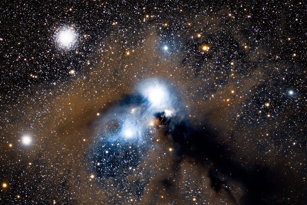 Dazzling image of a cosmic nebula with stars and gases in deep space.