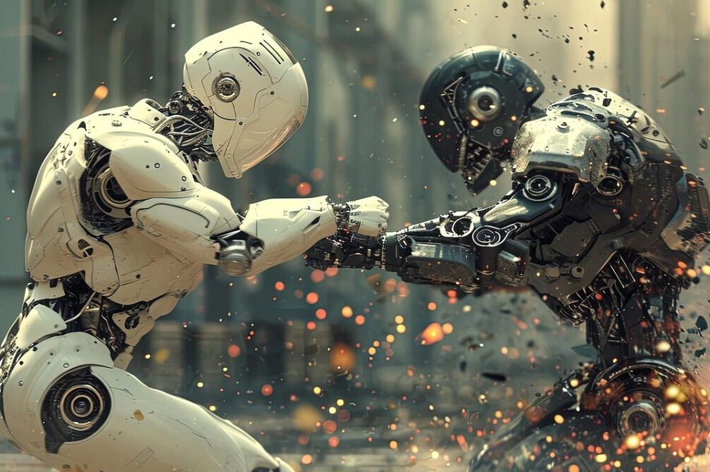 ai generated, robots, fight, military, soldier, army, technology, battle, dispute, weapons